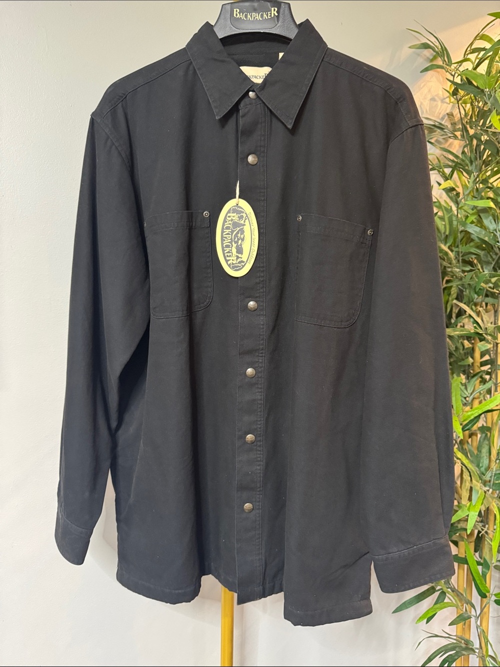 Backpacker Black heavy canvas workwear western insulated shacket NWT L